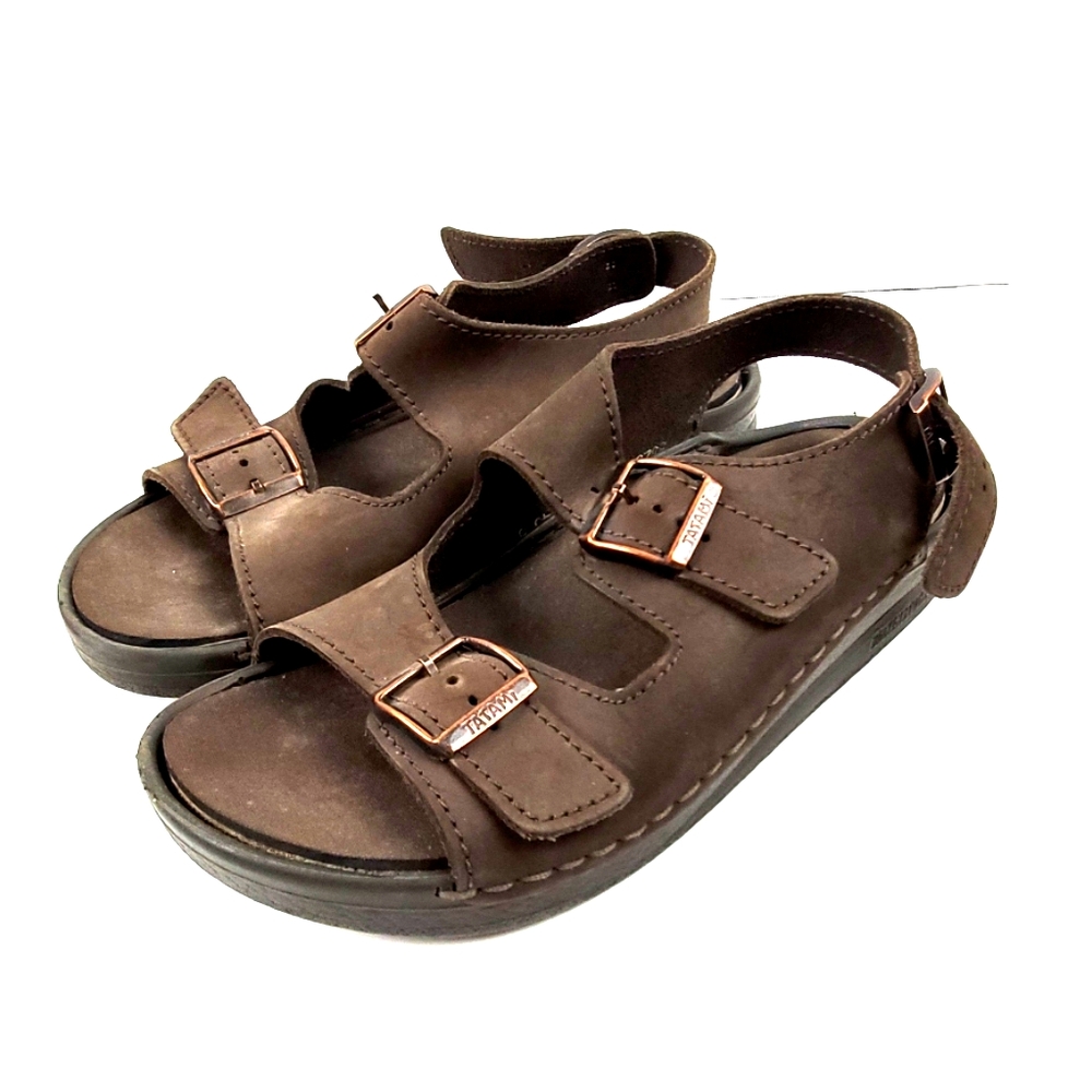 Birkenstock double strap slingback sandals men brown stripes size 45